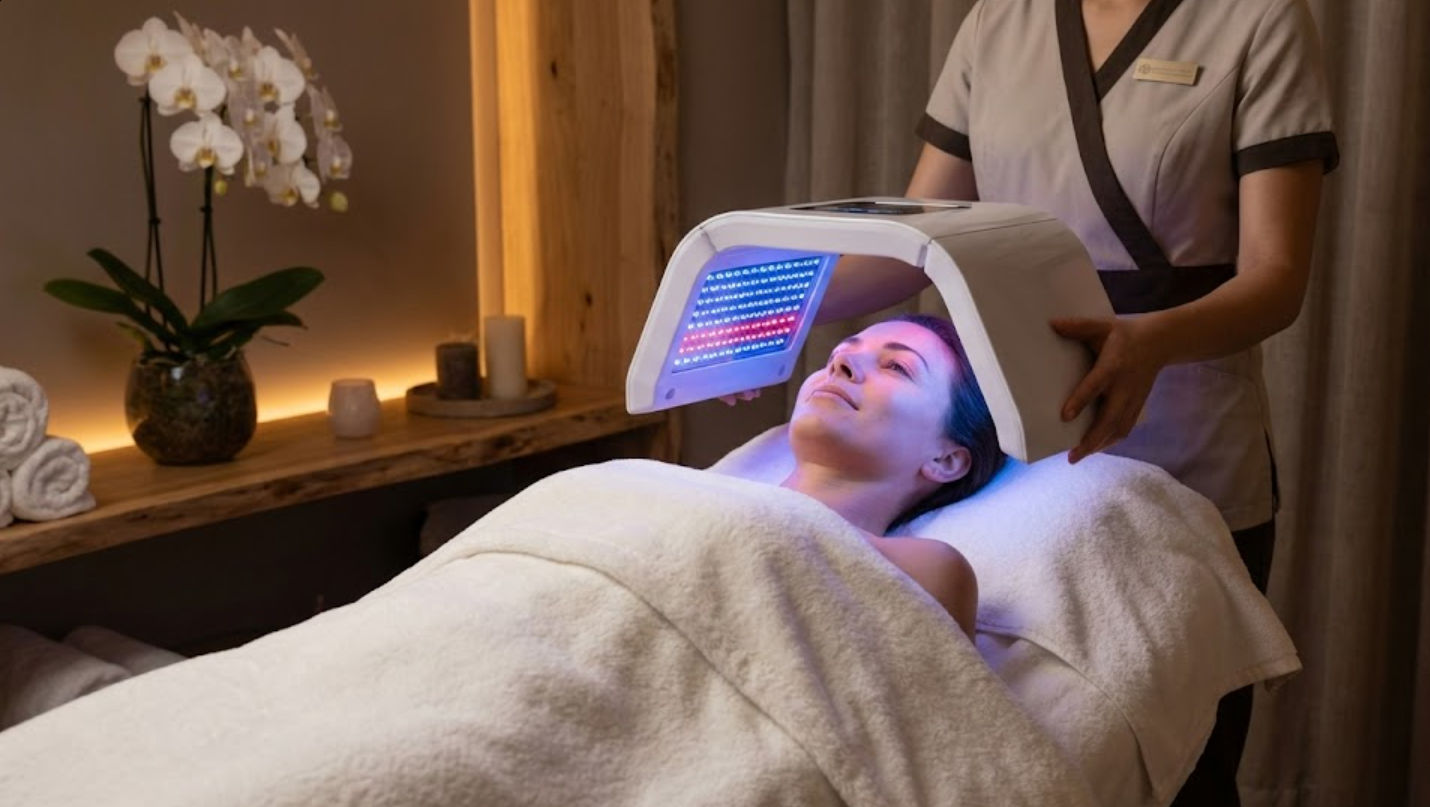 Mujer examinando brote de acné hormonal causado por estrés y altos niveles de cortisol frente al espejo