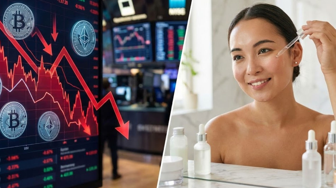 Comparativa gráfica de inversión de alto riesgo en criptomonedas vs rentabilidad segura en negocio de skincare y cuidado de la piel en Ella Skin & Spa Wellness Mérida