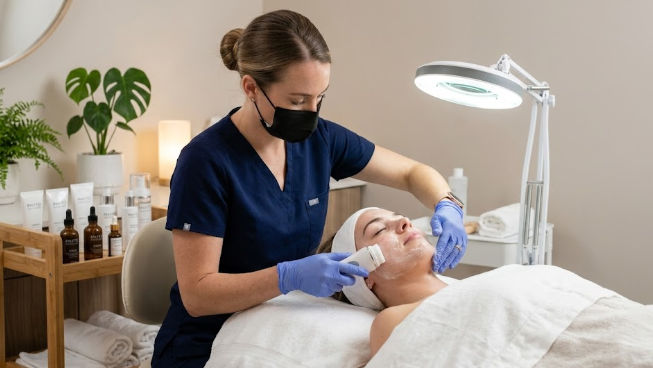 Especialista realizando una limpieza facial profunda en Ella Skin y Spa Wellness en Mérida