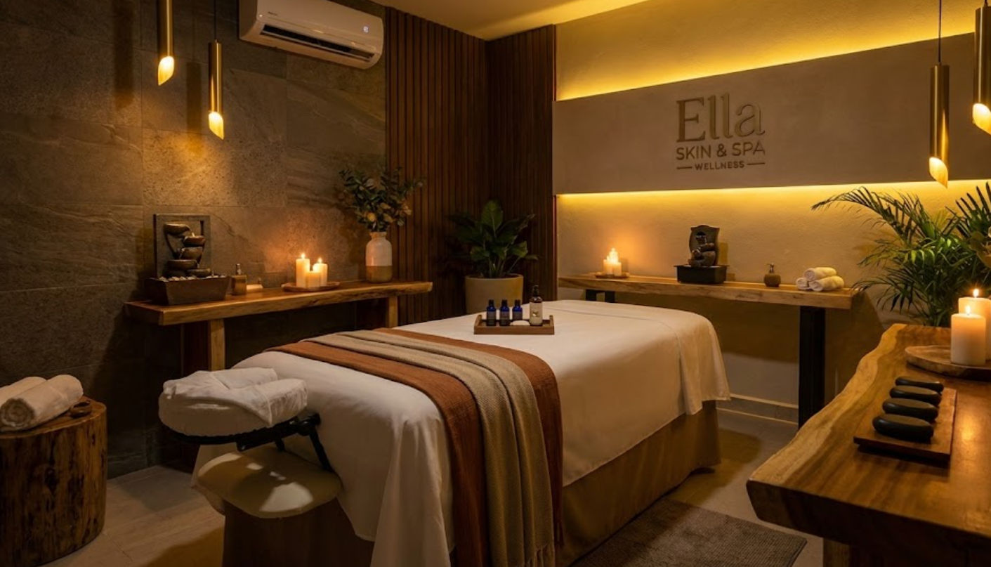 Spa Mérida masajes relajantes y descontracturantes en cabina de lujo de Ella Skin & Spa Wellness para aliviar el estrés