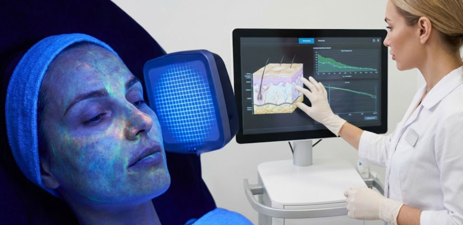 Diagnóstico de piel avanzado con luz de wood para recomendar y vender skincare sin perseguir clientes en Ella Skin & Spa Wellness Mérida