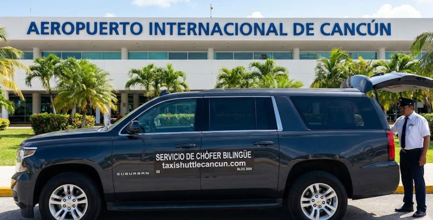 Chofer bilingüe en Aeropuerto de Cancún y taxi con conductor que habla inglés para turistas