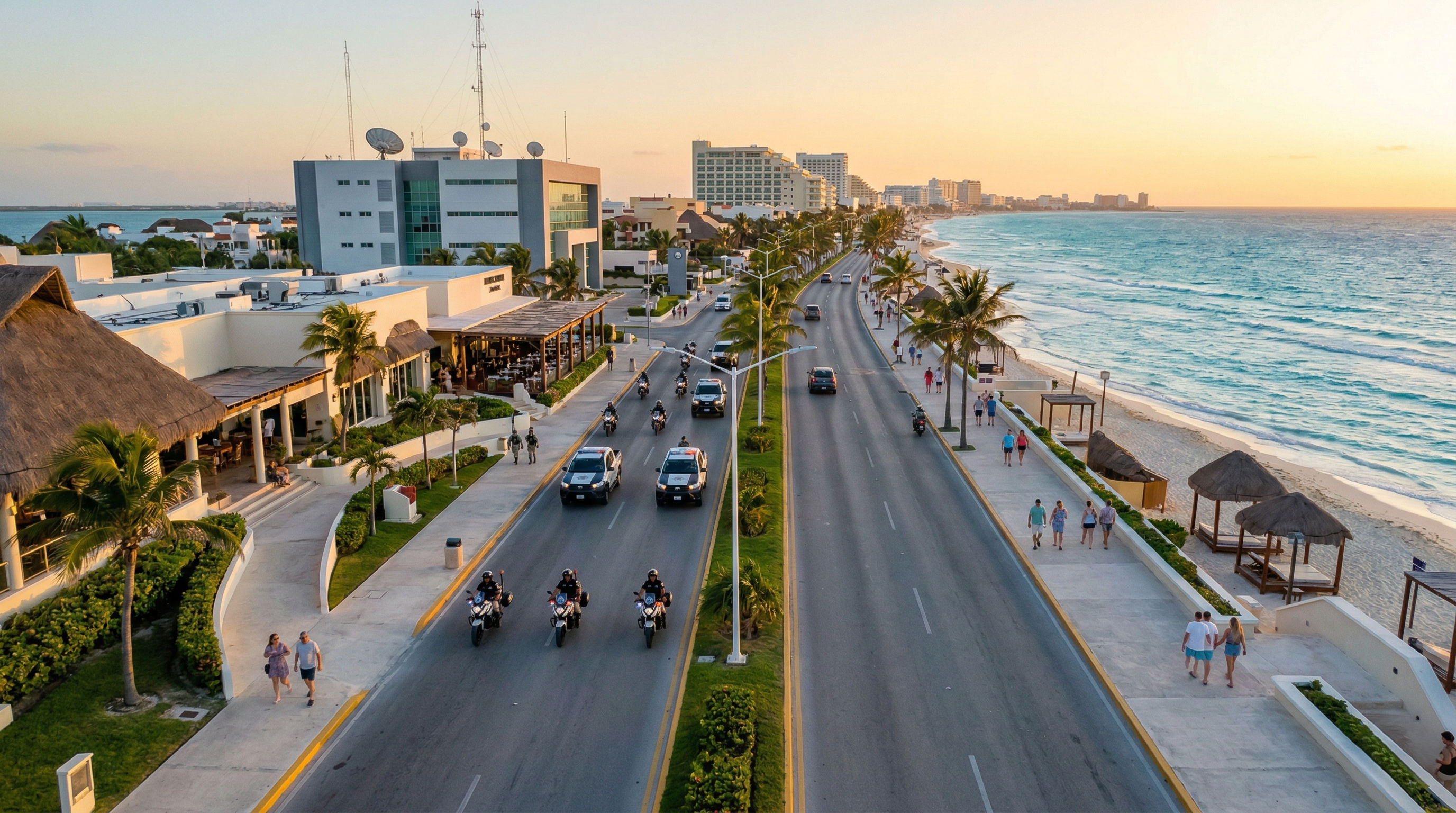 Tourist police patrolling safe zones in Cancun to ensure that Cancun is safe for visitors