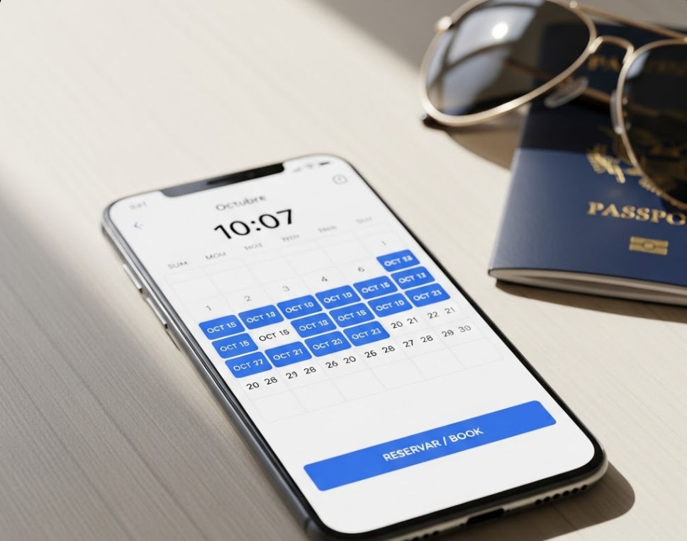 Mobile interface for future reservations at Taxi Shuttle Cancun showing selected calendar dates