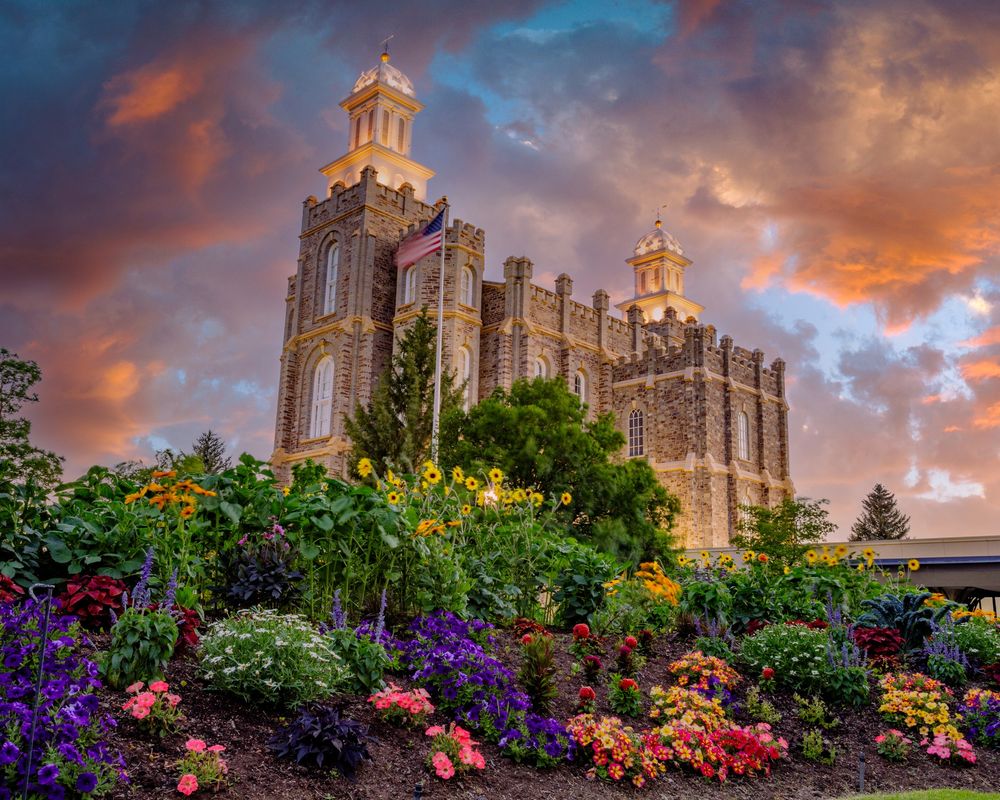 image of Logan Utah Temple Flowers