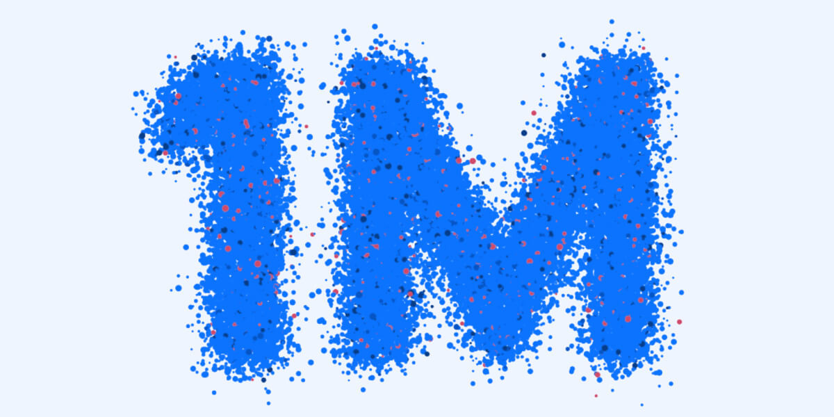 Graphic of the "1M" symbol celebrating one million app downloads.