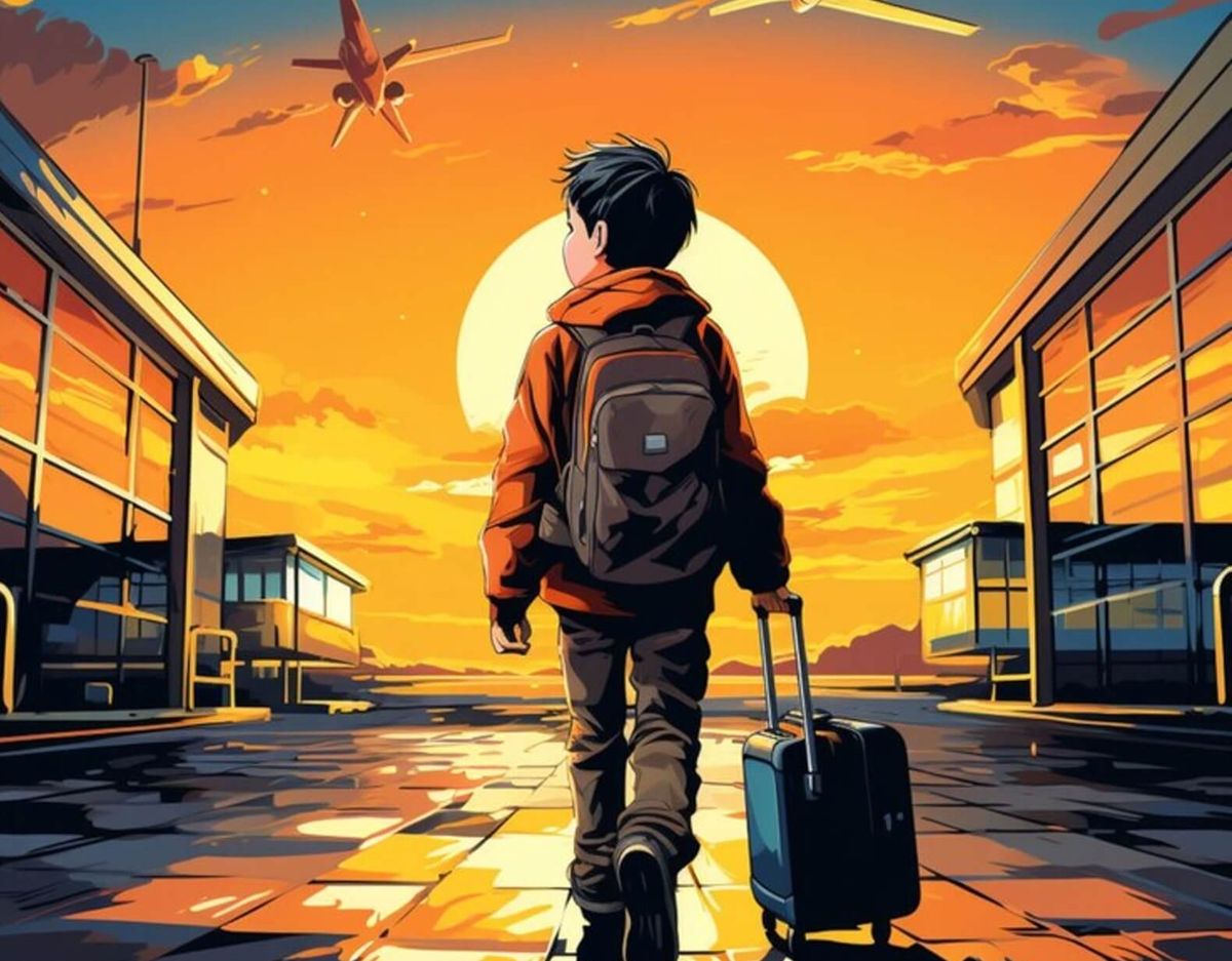 Minorenne che si appresta a viaggiare da solo in aereo, rispettando la normativa e le regole della compagnia aerea