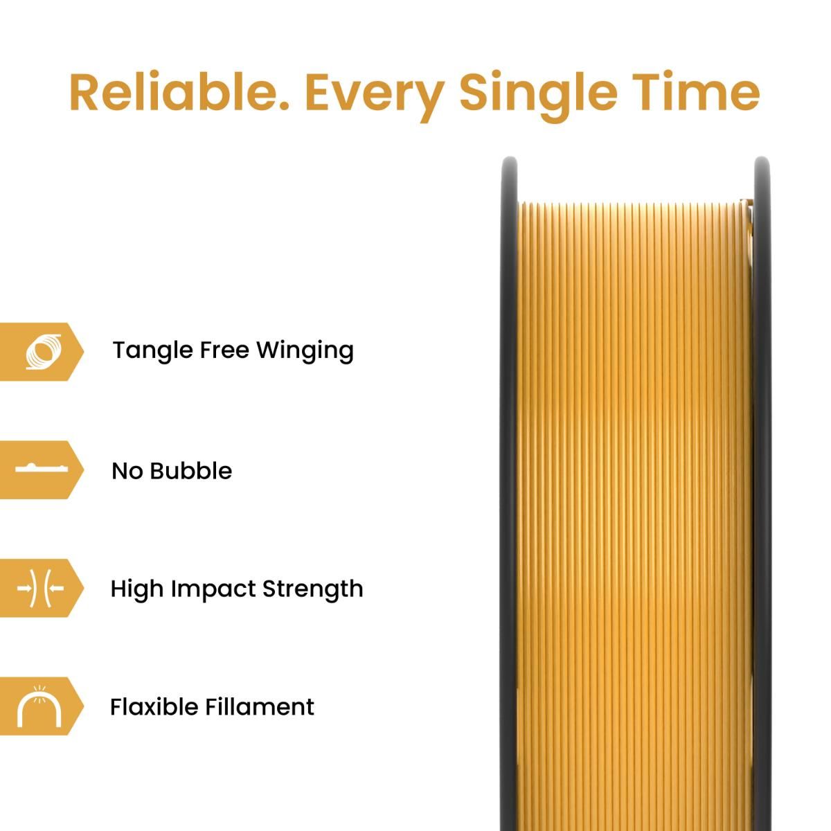 Thumbnail 2 for Gold PLA+ 3D Printer Filament