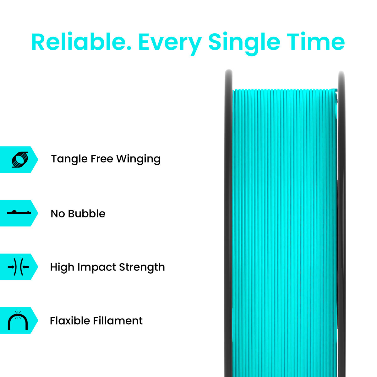 Thumbnail 2 for Cyan PLA+ 3D Printer Filament