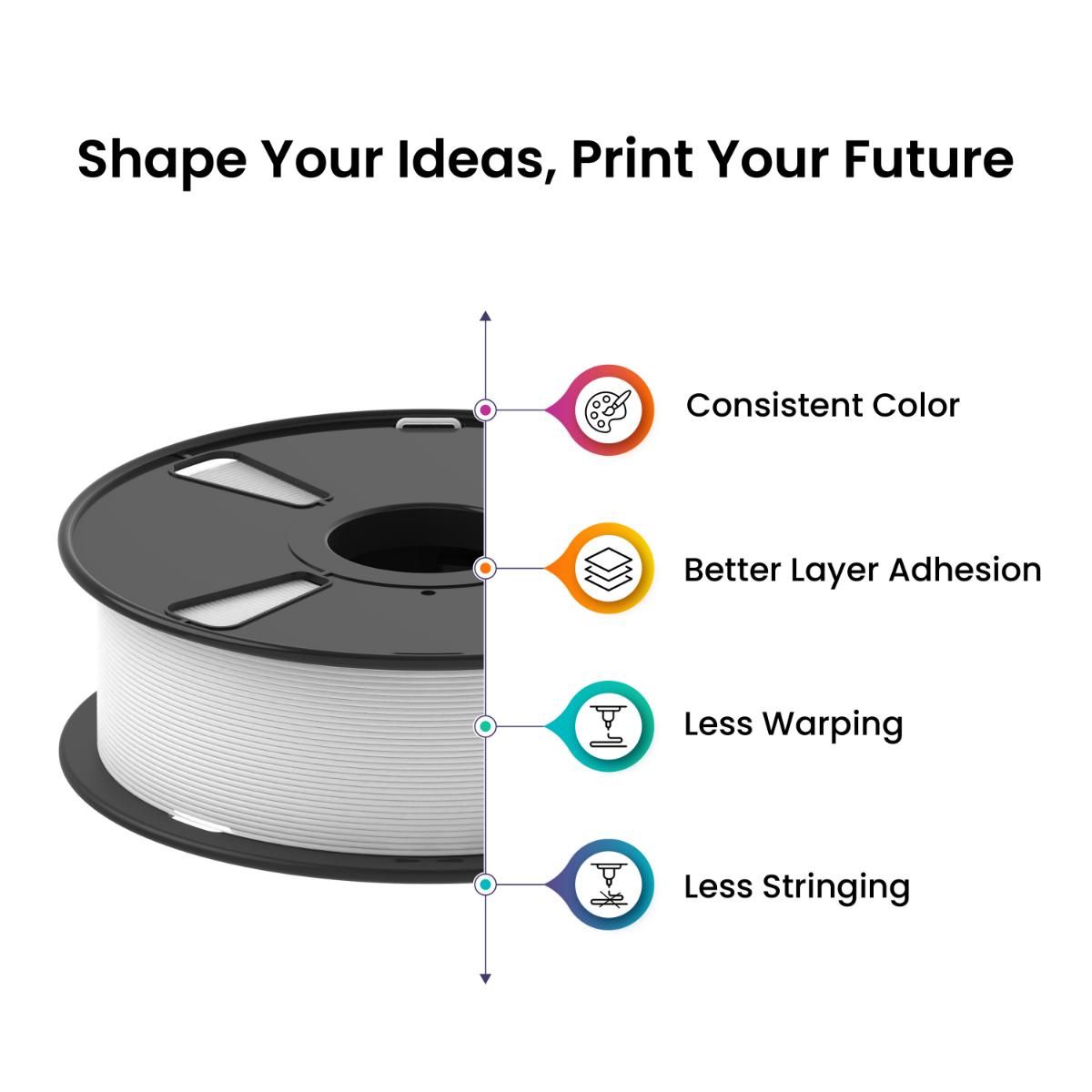 Thumbnail 3 for Pure White PLA+ 3D Printer Filament