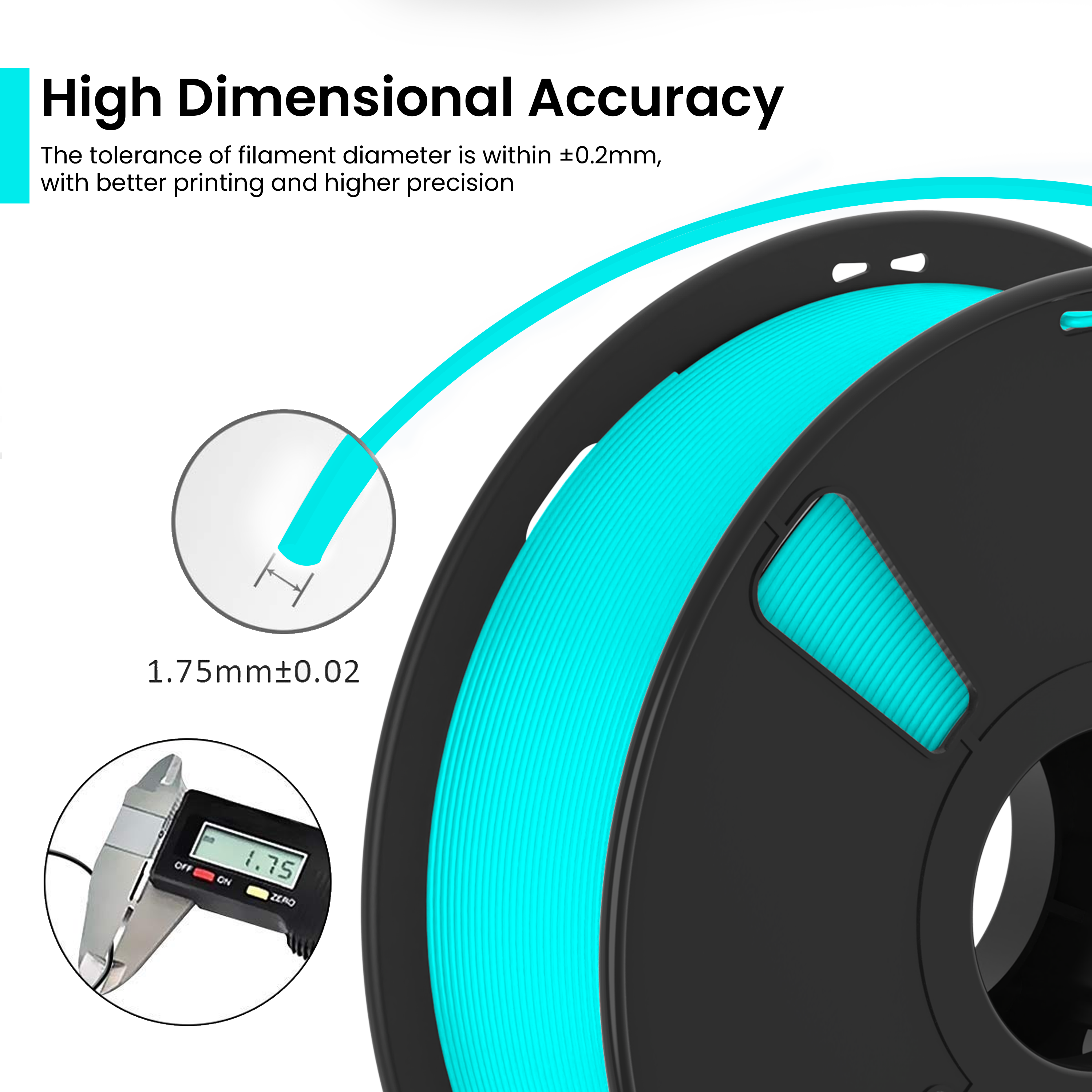 Cyan PLA+ 3D Printer Filament - image 3
