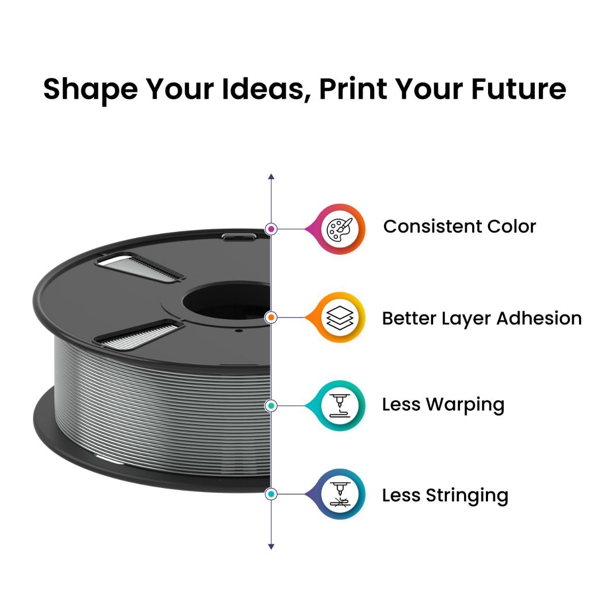 Thumbnail 3 for Silver Grey PLA+ 3D Printer Filament