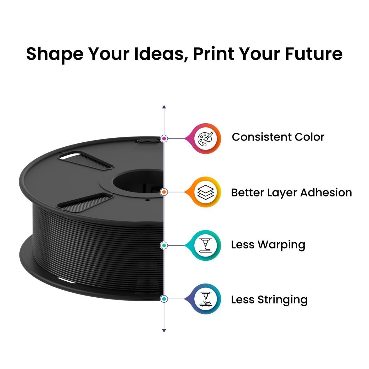Thumbnail 3 for Jet Black PLA+ 3D Printer Filament