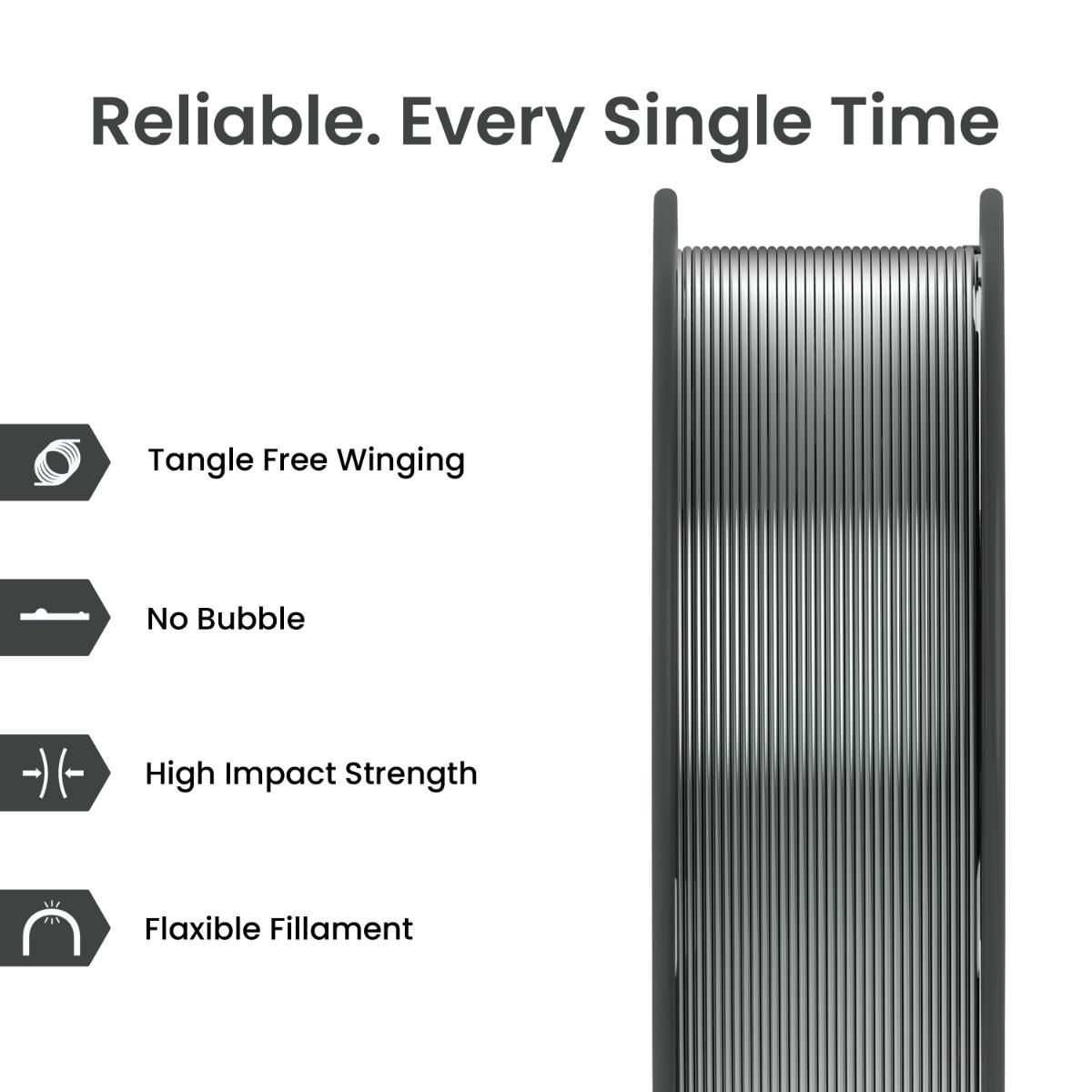 Thumbnail 2 for Silver Grey PLA+ 3D Printer Filament