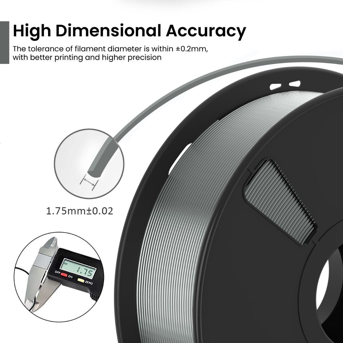 Thumbnail 4 for Silver Grey PLA+ 3D Printer Filament