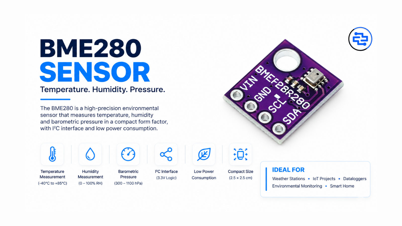 BME280 Sensor Module – Temperature, Humidity & Pressure | Directronics