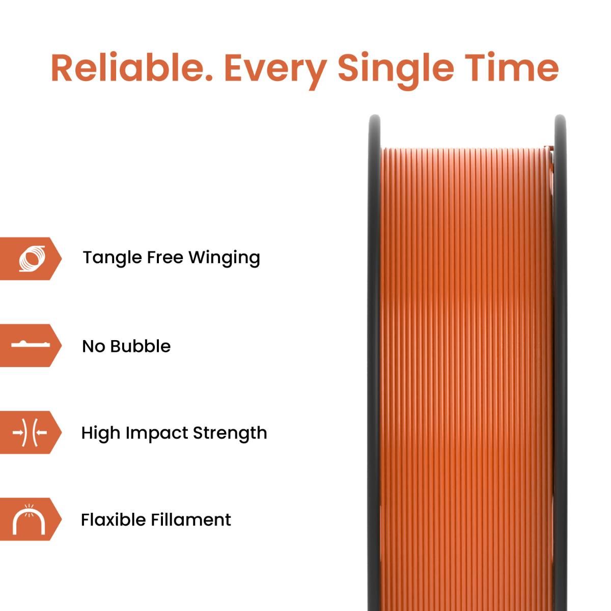 Thumbnail 2 for Orange PLA+ 3D Printer Filament