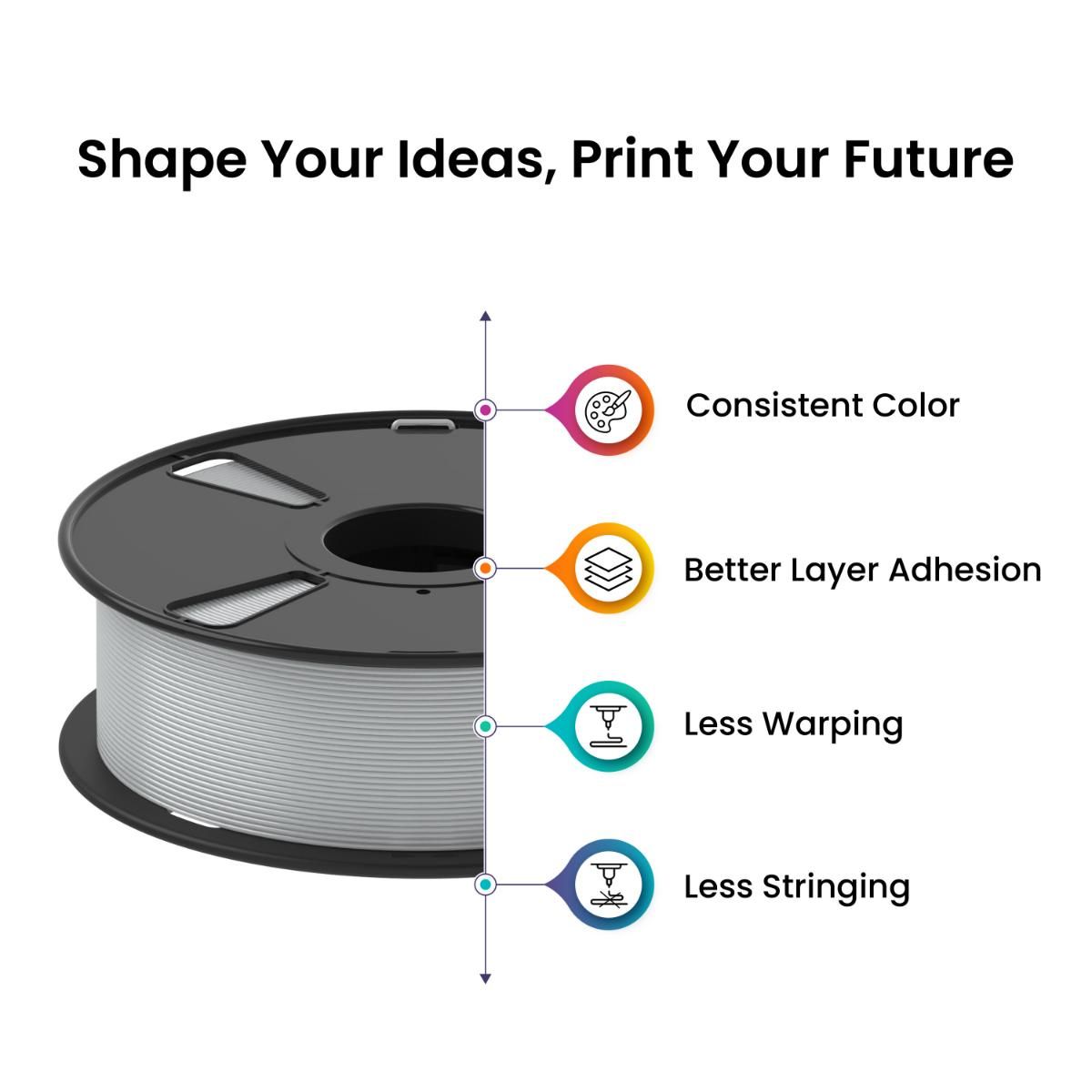 Thumbnail 3 for Light Grey PLA+ 3D Printer Filament