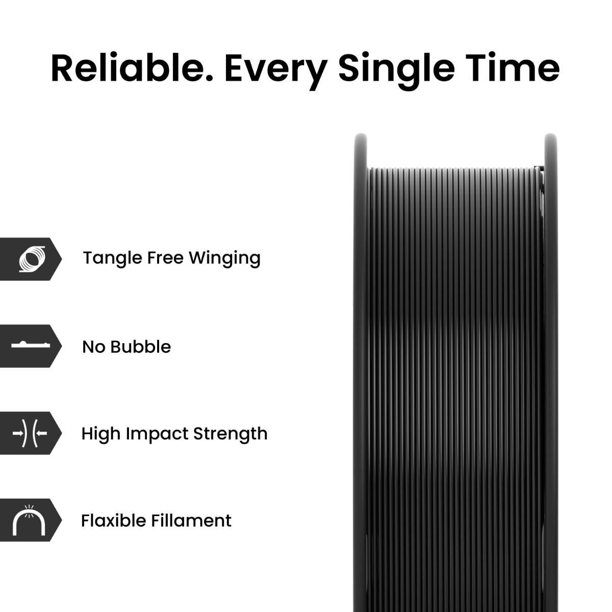 Thumbnail 2 for Jet Black PLA+ 3D Printer Filament