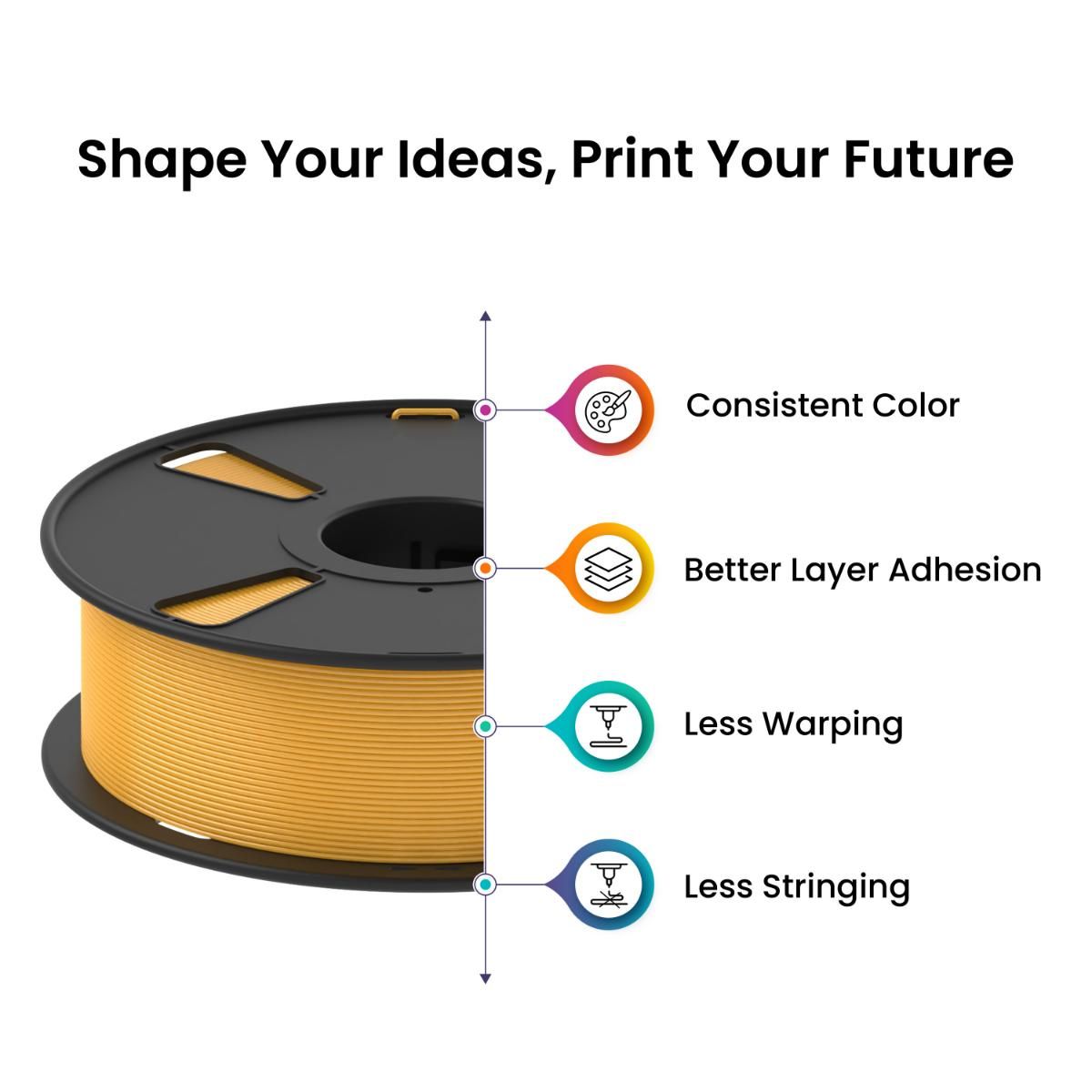 Thumbnail 3 for Gold PLA+ 3D Printer Filament