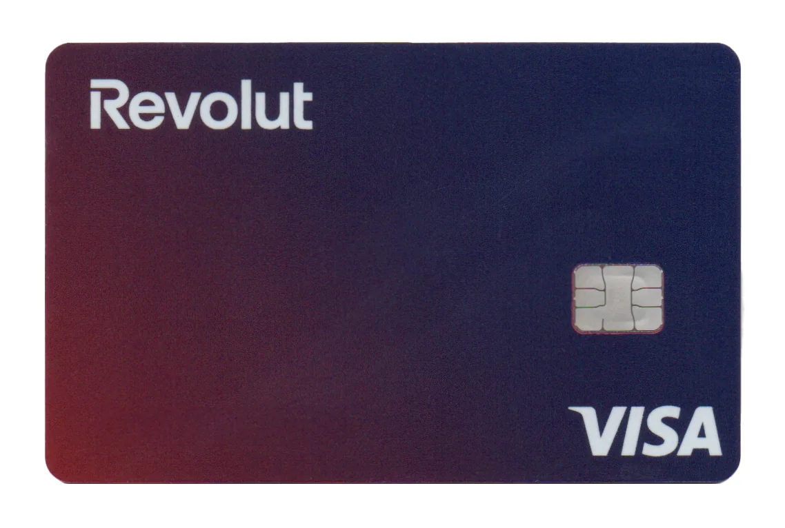 Front view of a Revolut Standard Visa debit card.