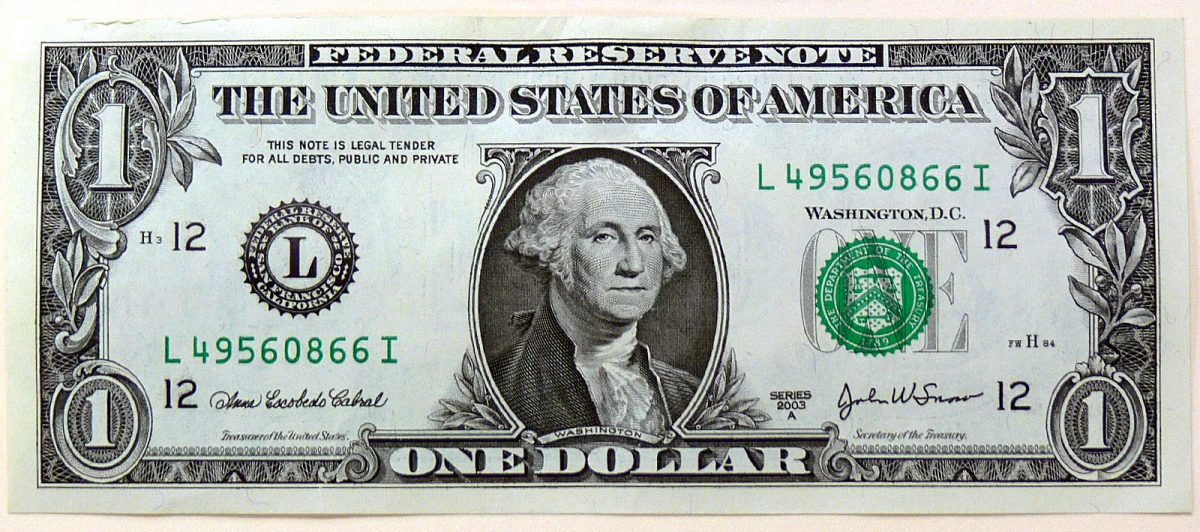 One US dollar note 0127 22.jpg; U.S. dollar currency shown as stablecoin context, not a specific token or issuer.