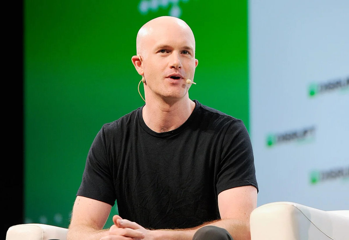 Coinbase CEO Brian Armstrong speaking at TechCrunch Disrupt in 2018.
