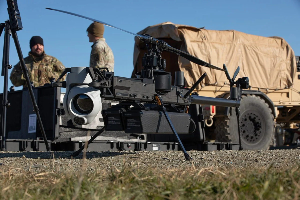 An Anduril Ghost-X unmanned aircraft prepared for flight in Romania.