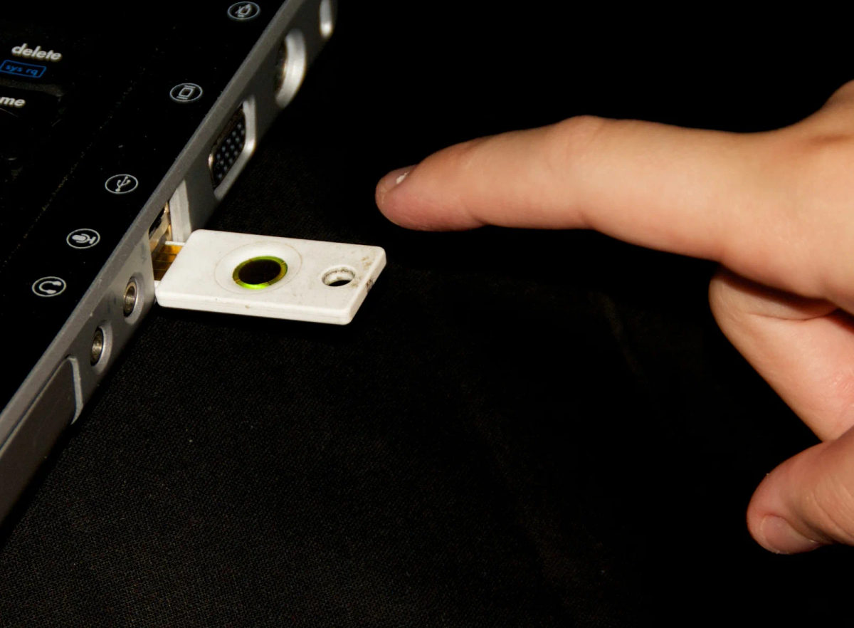 YubiKey hardware security key.