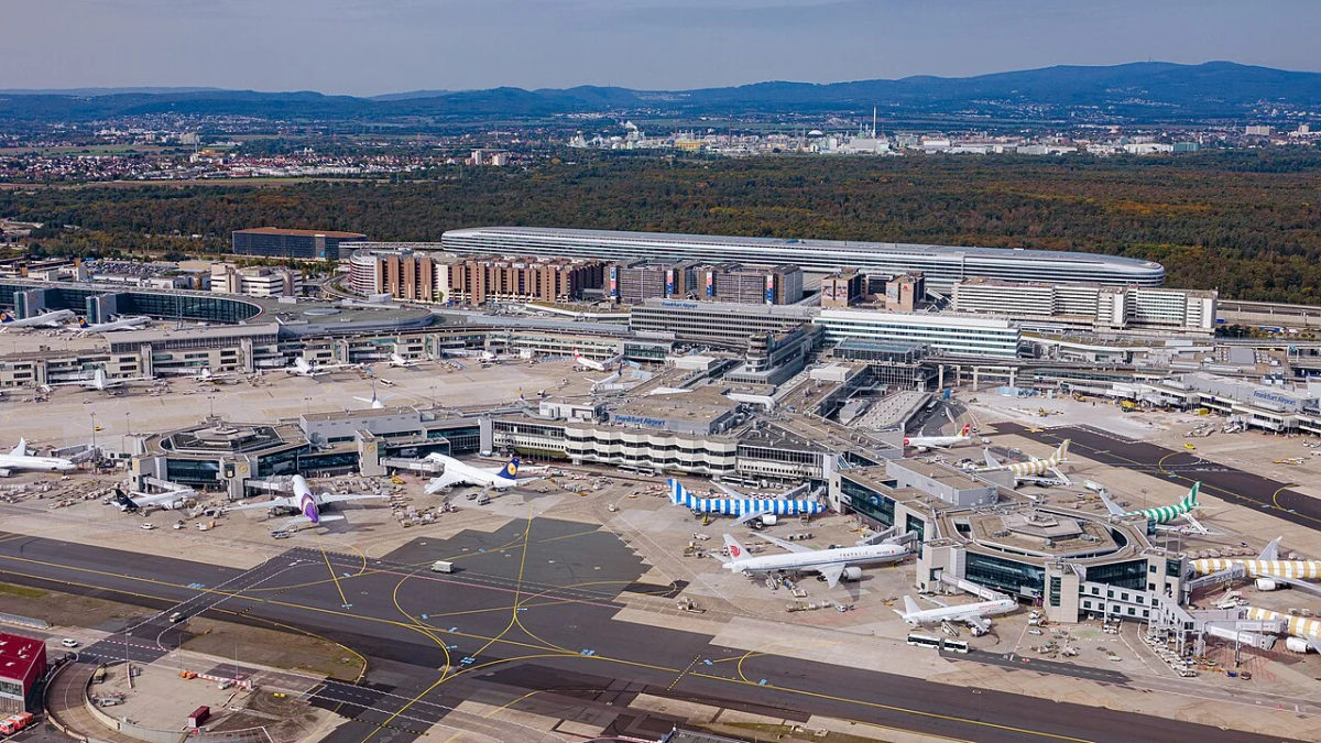 Frankfurt Airport Terminal 1 photographed from above in 2024.