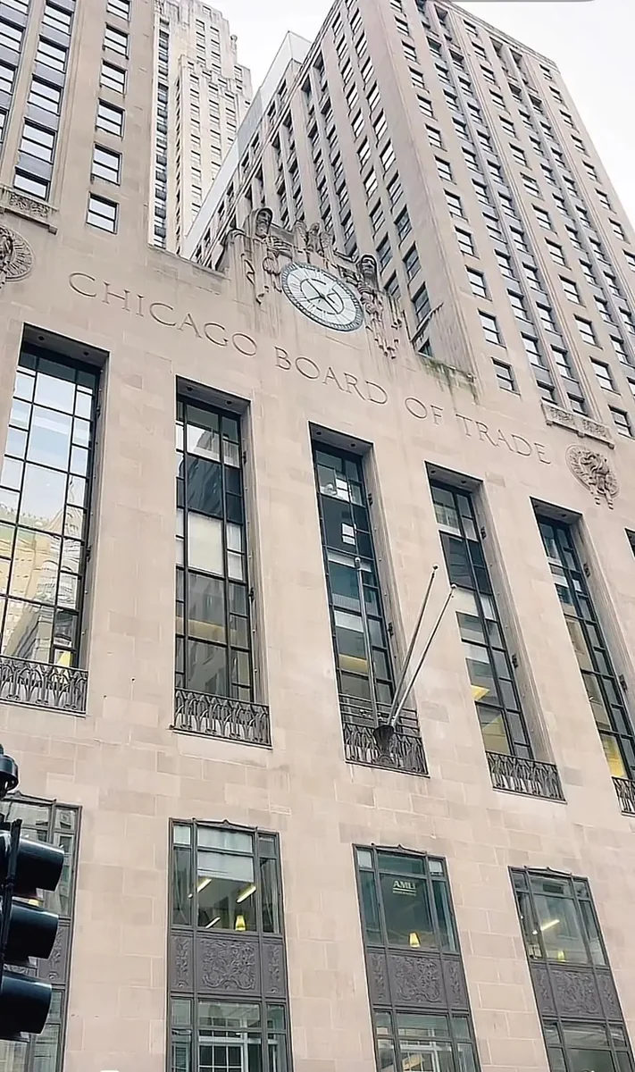 Chicago Board of Trade building in February 2026.