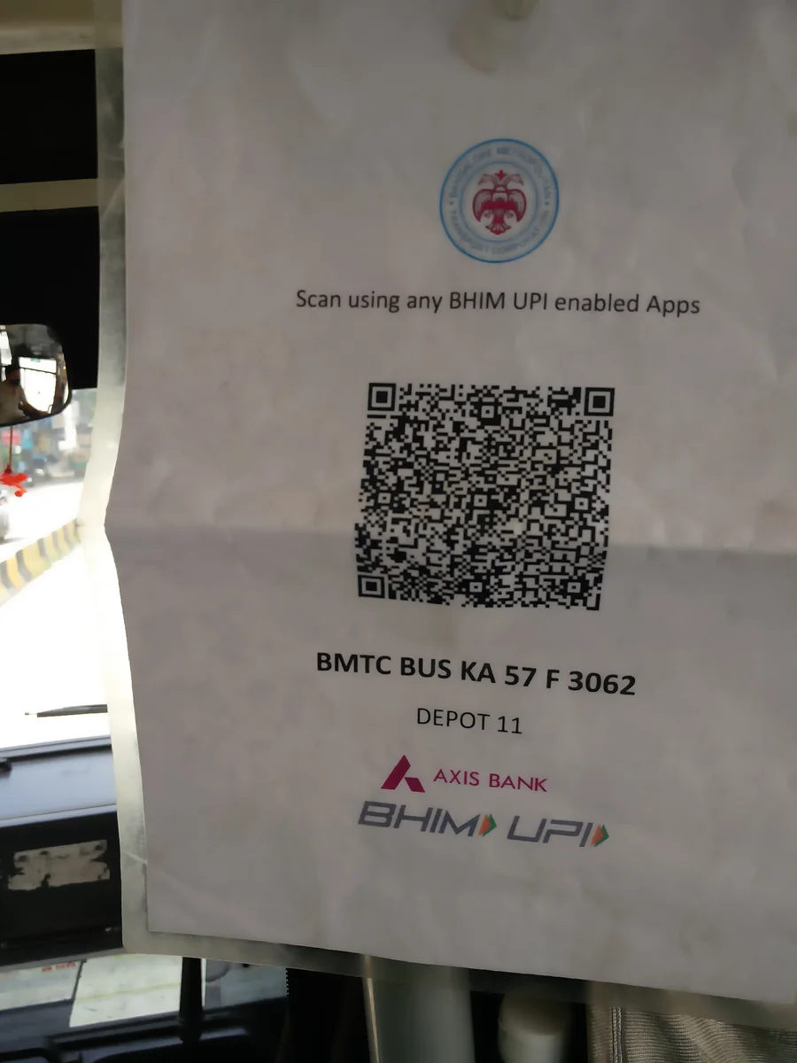 A QR code scan during a BMTC digital-payments initiative in Bengaluru.