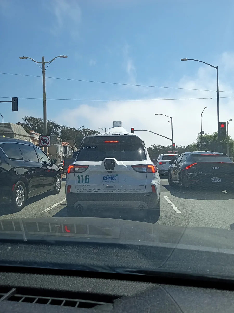Argo autonomous vehicle in San Francisco.jpg; contextual photograph, not a depiction of the named company's product.