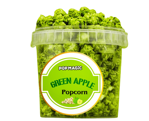 Pop Magic Green apple® Ready To Eat Popcorn. Our best Green apple® popcorn with a movie theater style extra buttery flavor. Popcorn Product: Ready To Eat Green apple®