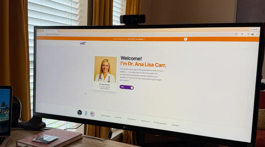 Online medical assessment open on a computer screen