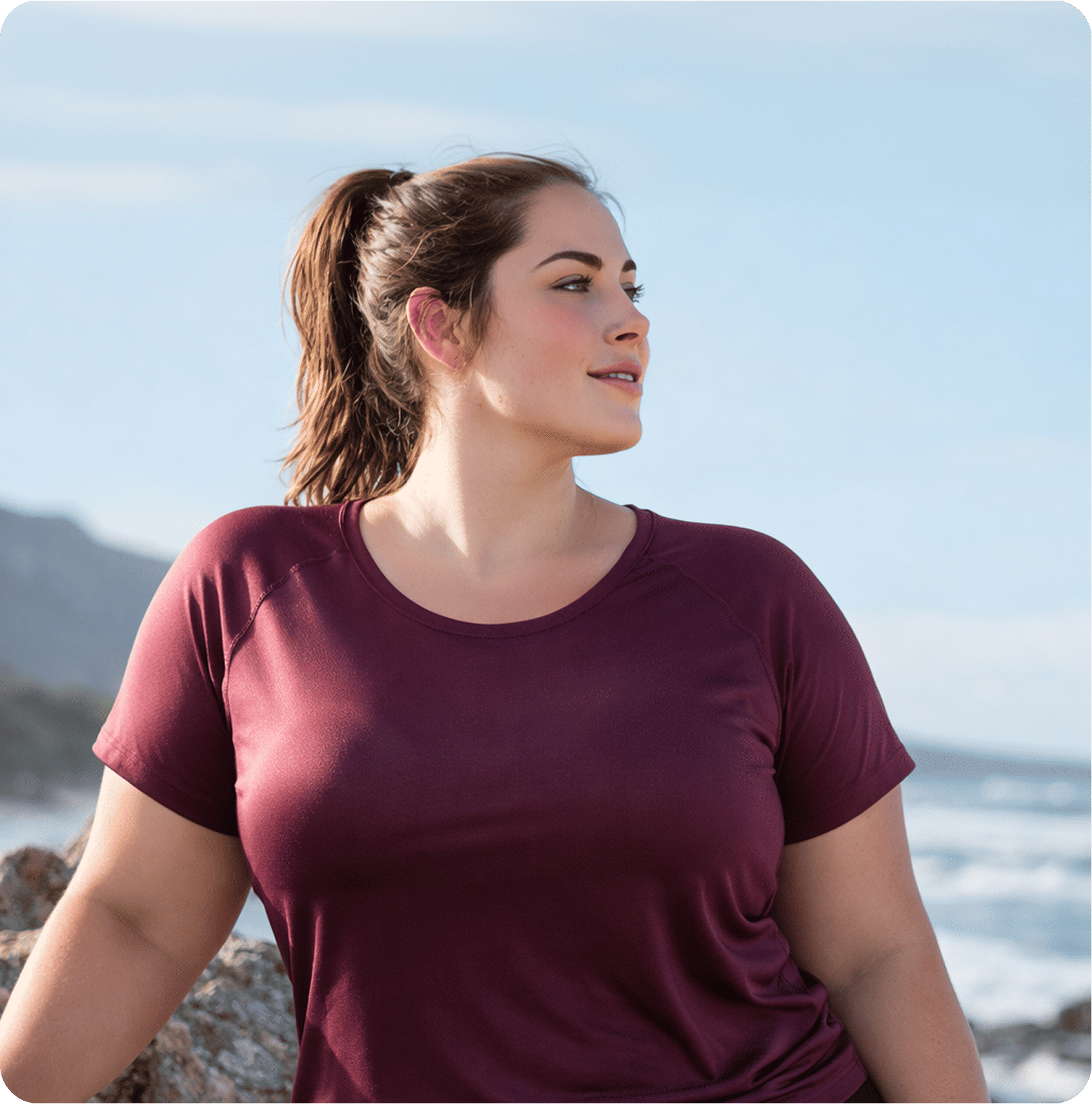 A Next Meds member confidently flexing after her weight-loss journey