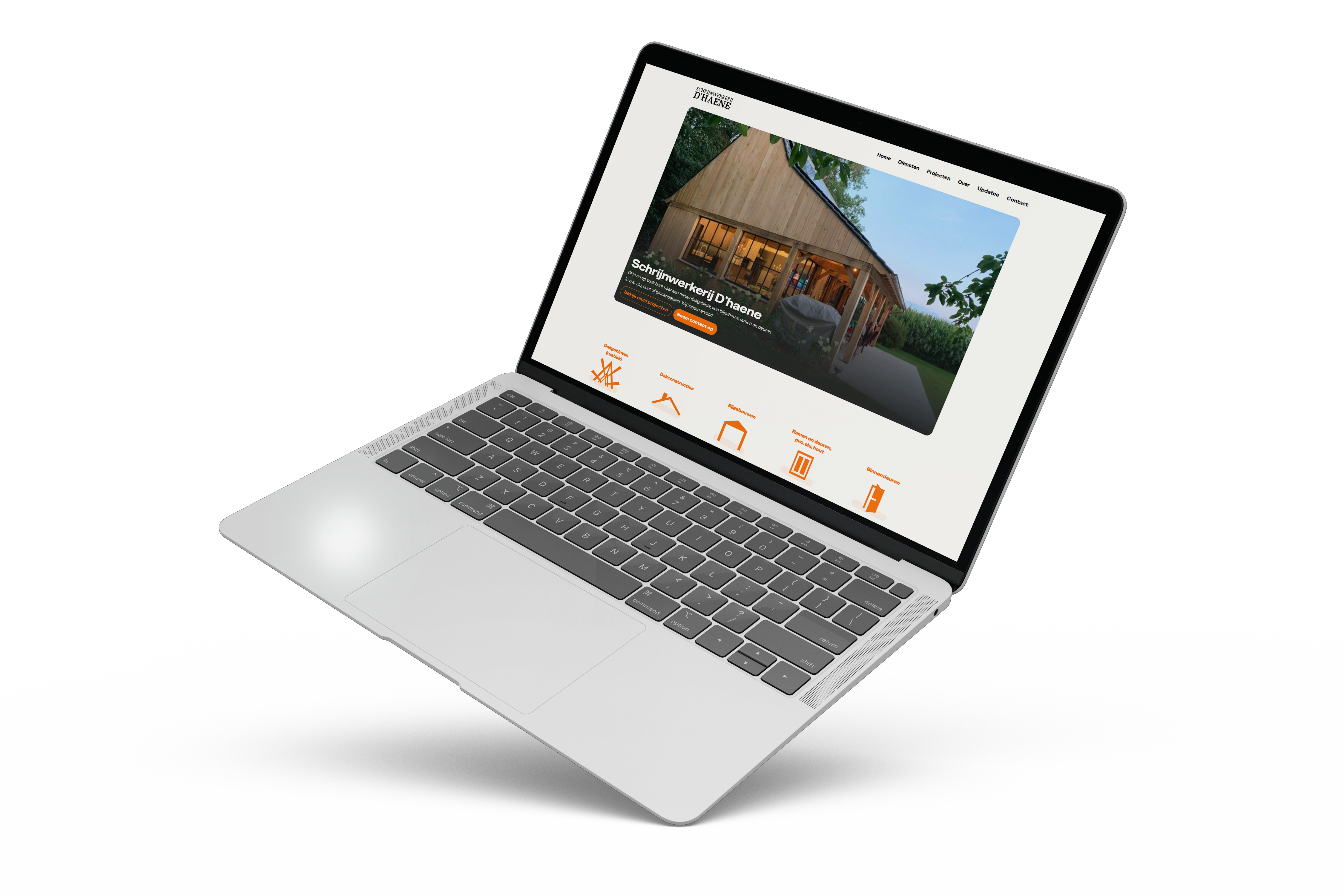 Website Schrijnwerkerij D'haene op laptop