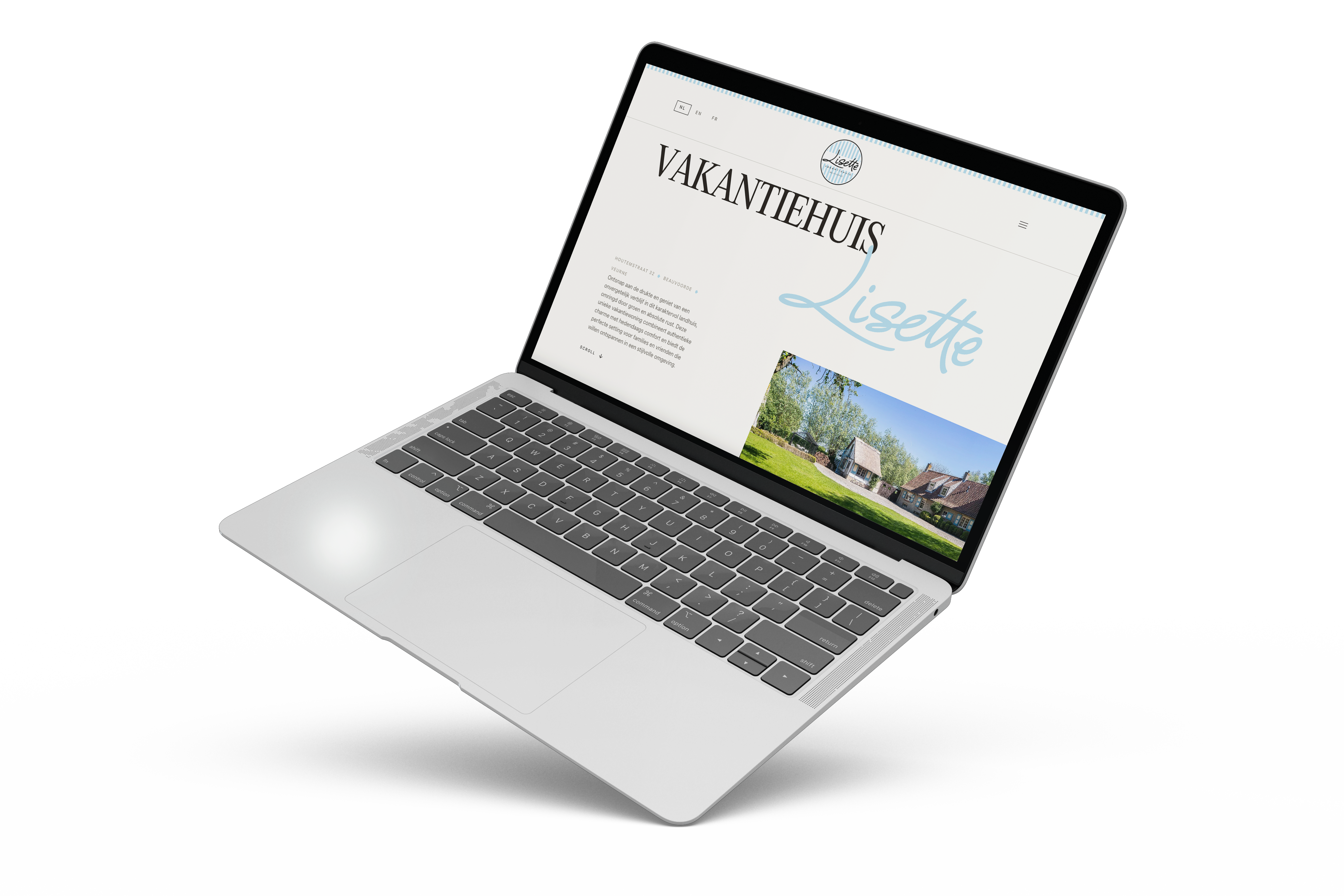 Afbeelding van de strakke en chique website van Vakantiehuis Lisette.