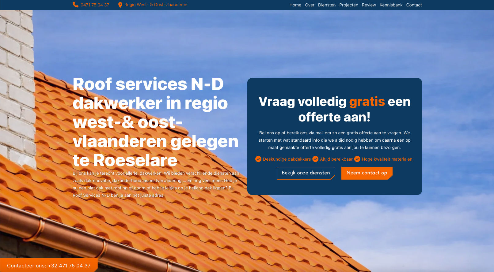 Afbeelding van een dakwerker in actie in Roeselare.