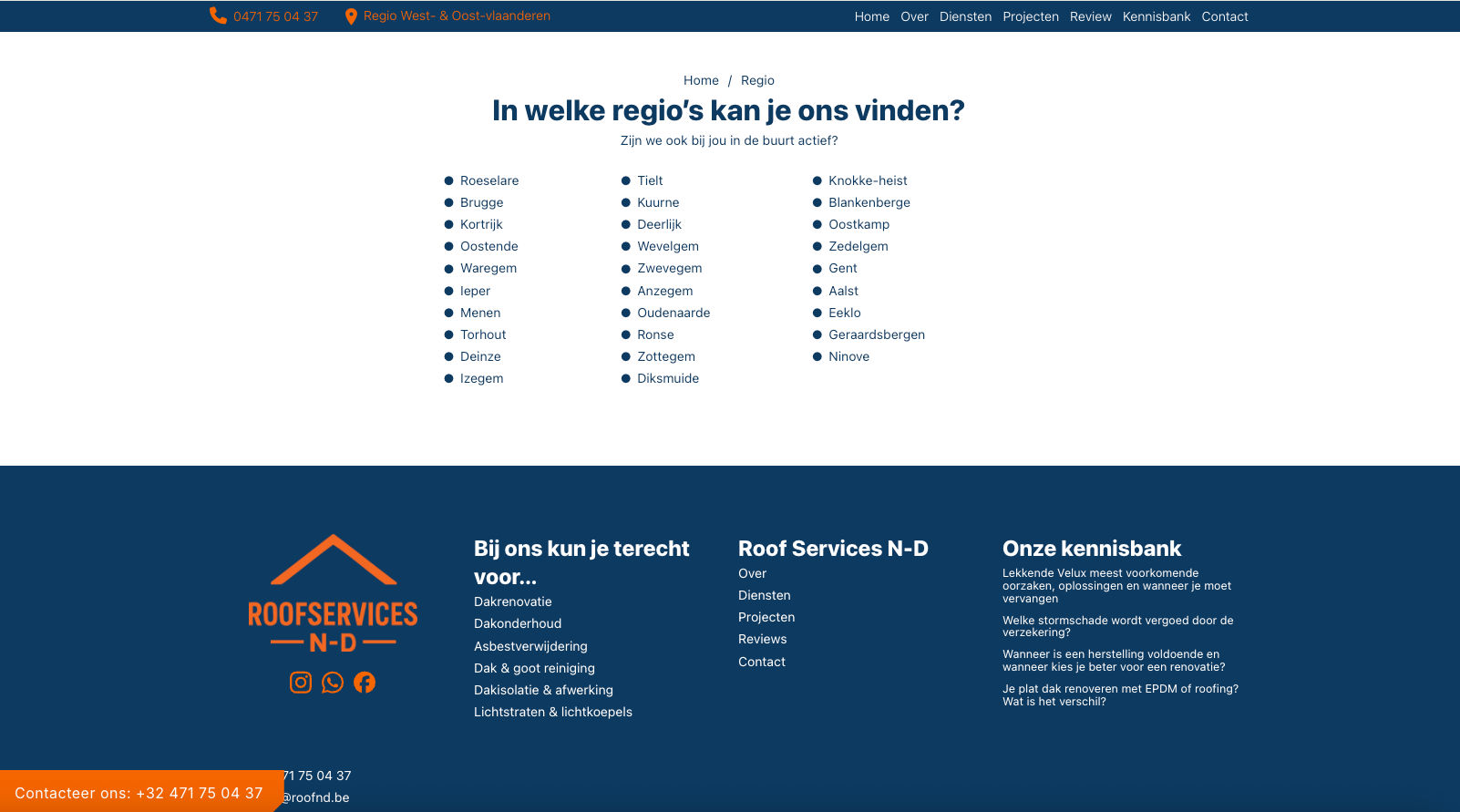 Ontwerp van de website met call-to-action knoppen en formulieren.