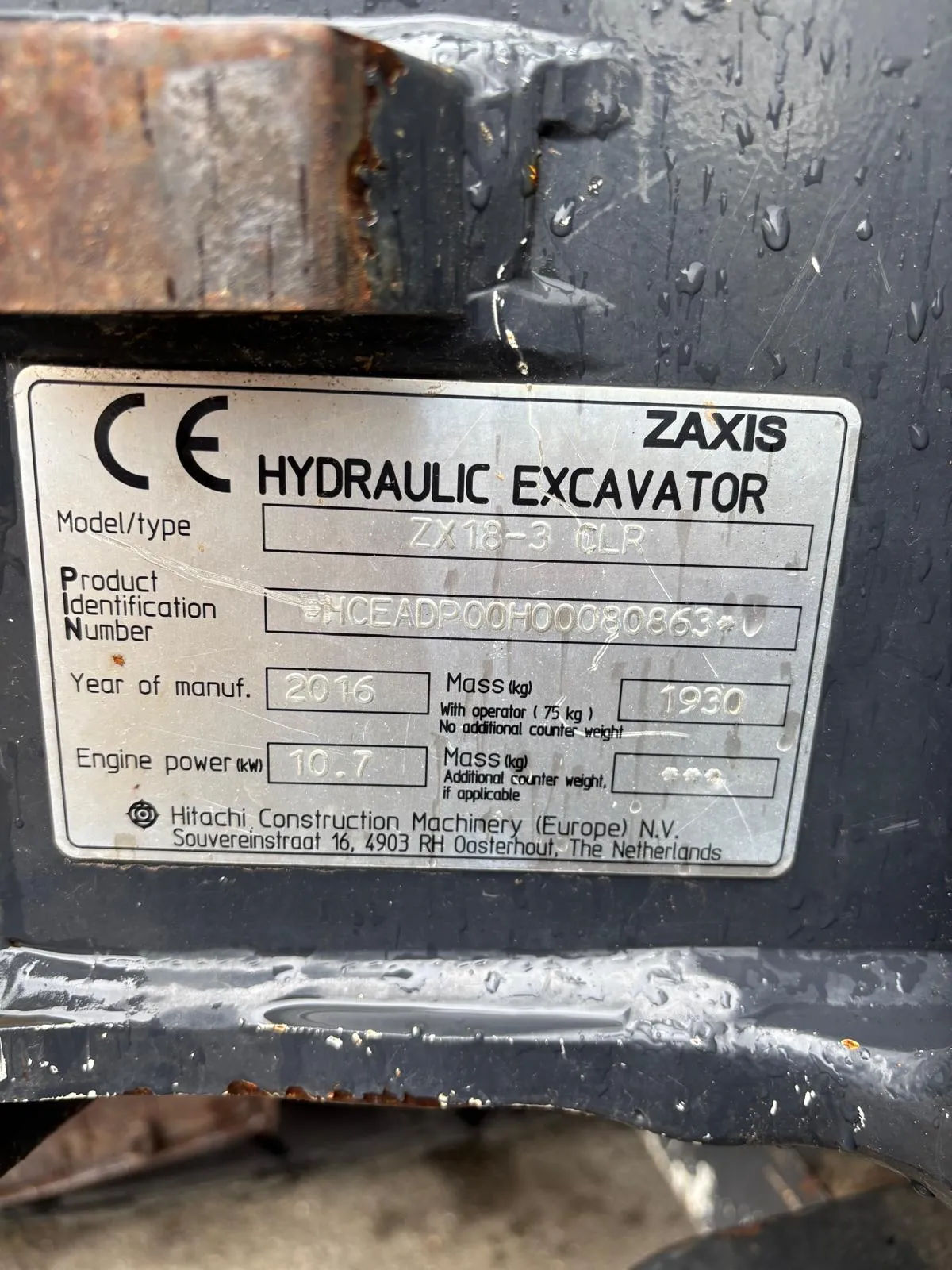 Hitachi Zaxis 18-3 CLR