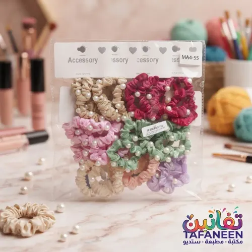 Hair Accessory Set on Card - 2 White Tulle & Pearl Clips (Model MA4-55)