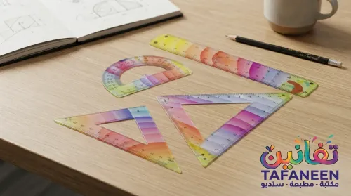 KE SHENG 4-Piece Flexible Silicone Geometry Set 30cm - 8830-4 (Ruler, Protractor, 2 Triangles)