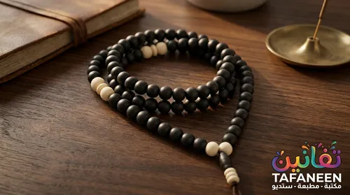 Wood Black Prayer Beads Long & White