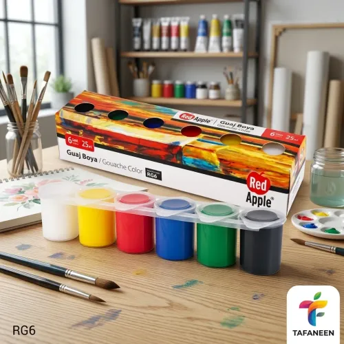 Red Apple 6-Color Gouache Paint Jars Set (25ml, RG103-6)