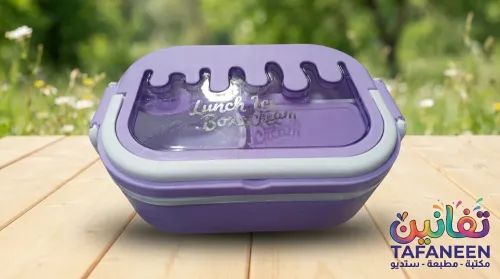 SINA HOME Ice Cream 2-Tier Compartmentalized Lunch Box with Handle, Spoon & Sauce Cup