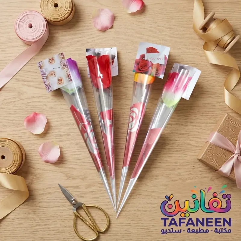 Small Plastic Bouquet Card Rose +