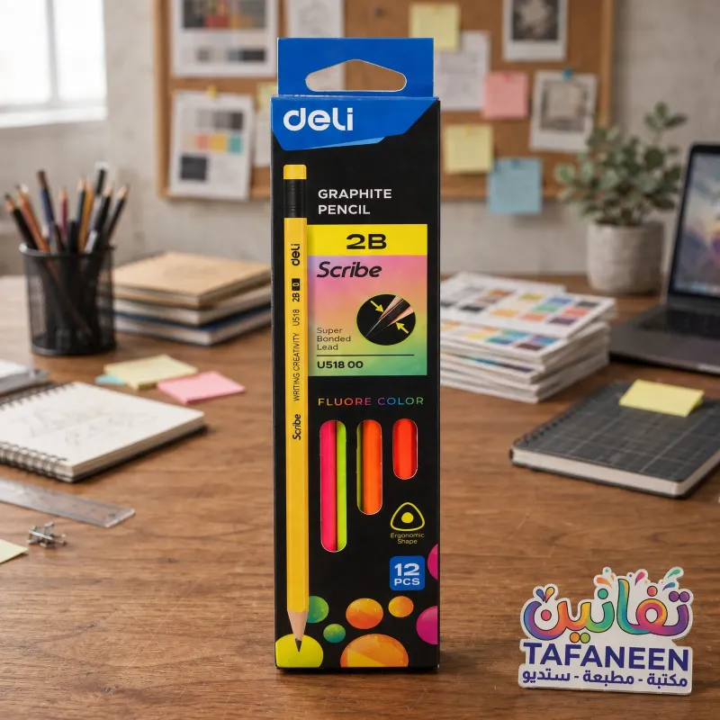 قلم رصاص 2B Deli Scribe GRAPHITE  Neon U518