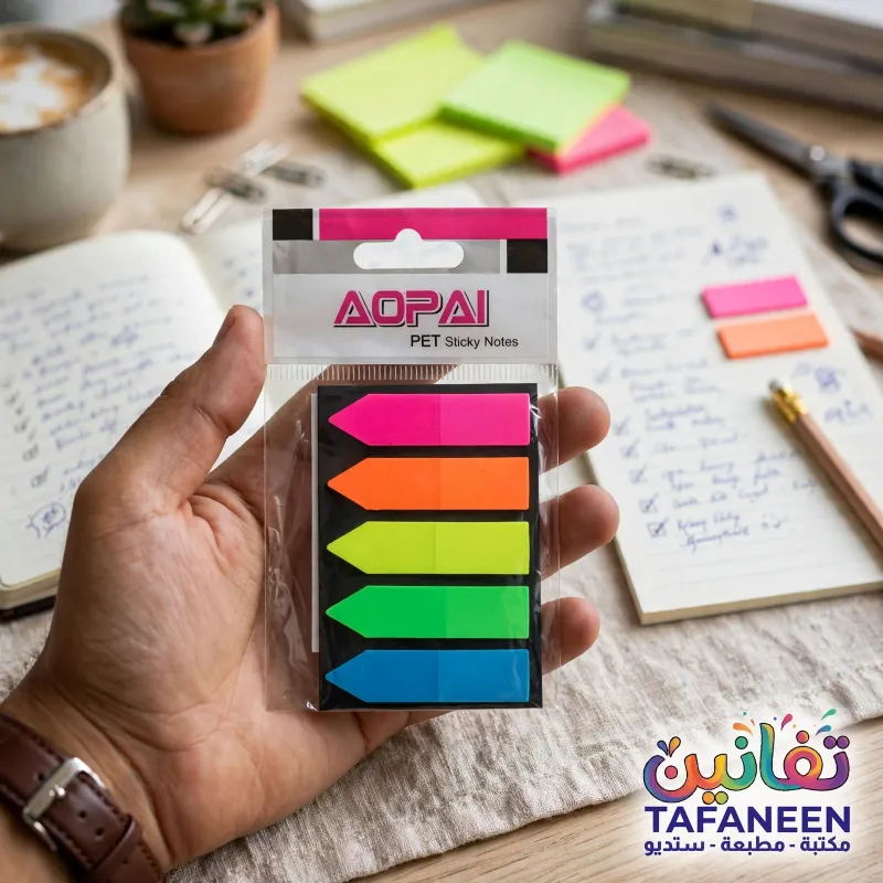 AOPAI PET914 896 5-Color Transparent PET Sticky Note Index Tabs Card