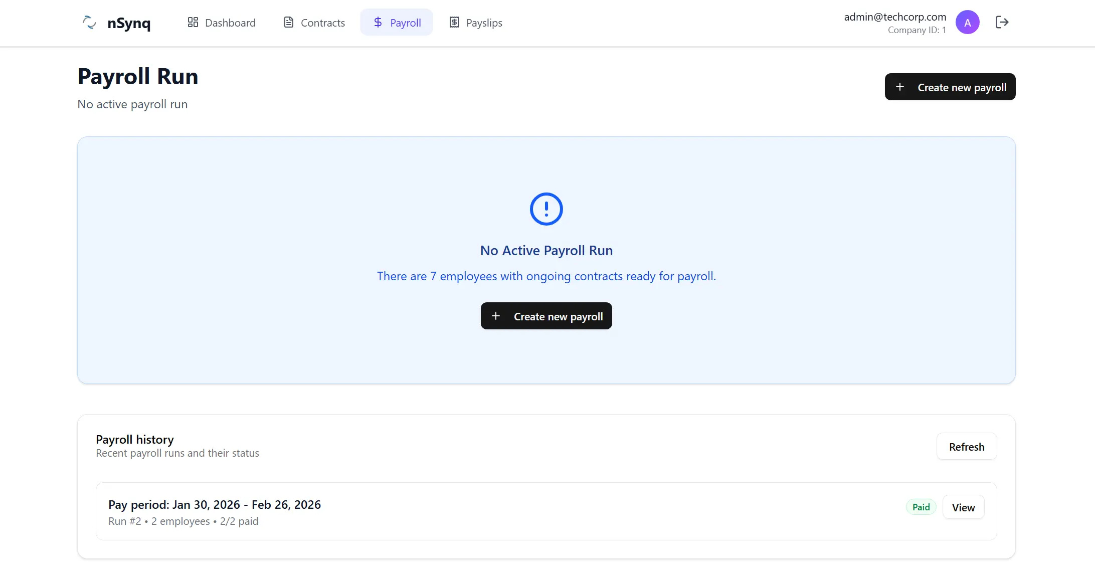 Automated payruns workflow preview
